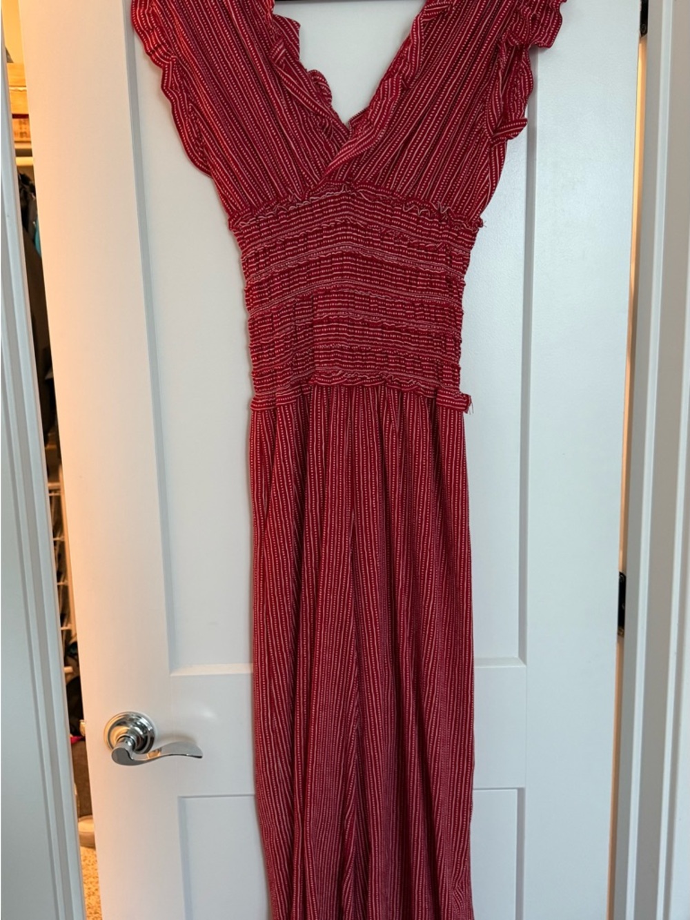 Max Studio Red Geometric Print Maxi Jumpsuit - Picture 3 of 5